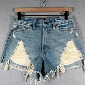 Abercrombie & Fitch Annie High Rise Distressed Denim Shorts Light Wash Size 25 0